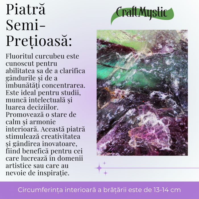 Bratara elastica cu margele 4mm Fluorit curcubeu - Claritate mentala [3]