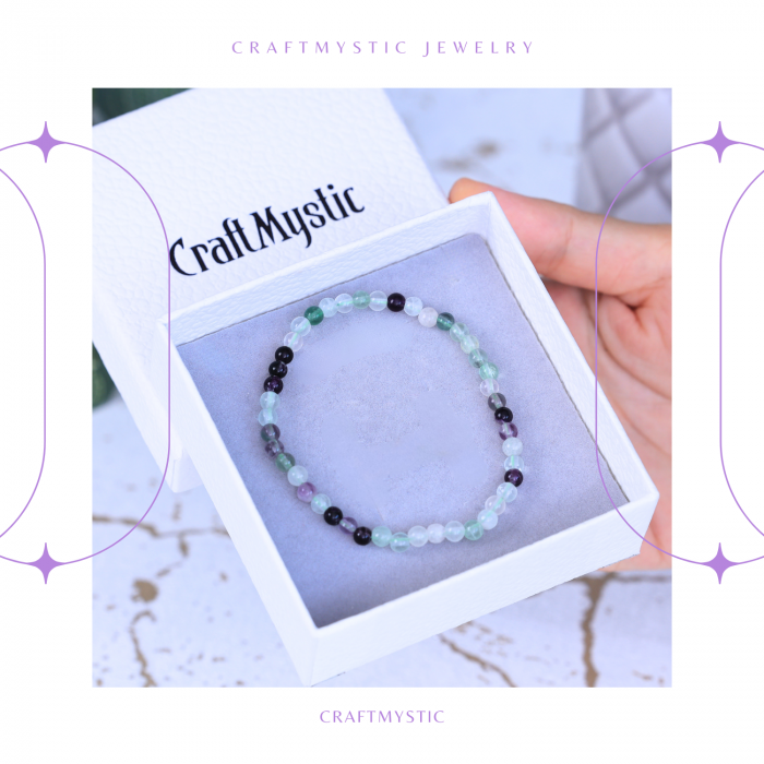 Bratara elastica cu margele 4mm Fluorit curcubeu - Claritate mentala [6]