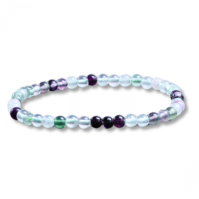 Bratara elastica cu margele 4mm Fluorit curcubeu - Claritate mentala [9]