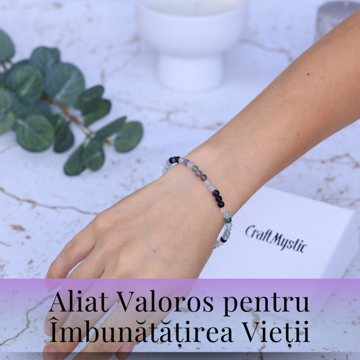 Bratara elastica cu margele 4mm Fluorit curcubeu - Claritate mentala [2]