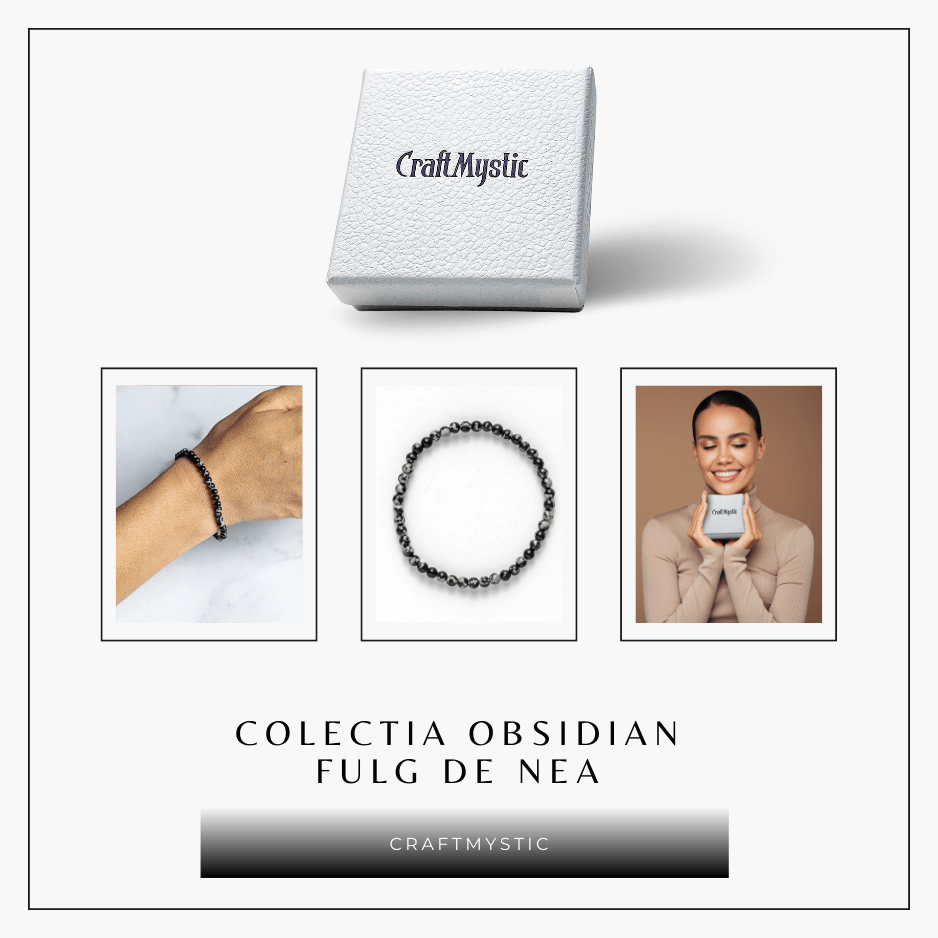 Bratara elastica 4mm din Obsidian Fulg de Nea – Protectie si Echilibru [8]