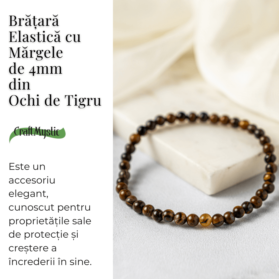 Bratara Elastica cu Margele 4 mm din Ochi de Tigru – Protectie si incredere [3]