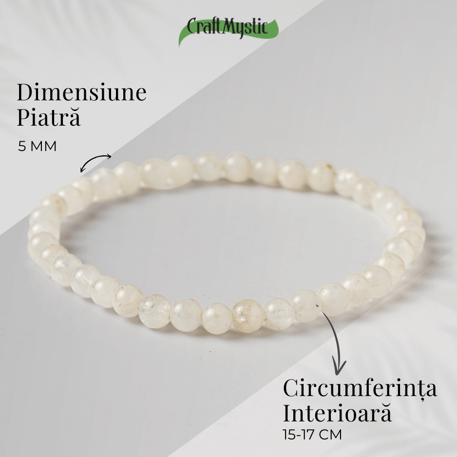 Bratara elastica cu margele 5mm naturale Piatra a Lunii Curcubeu – Echilibru si Intuitie [4]
