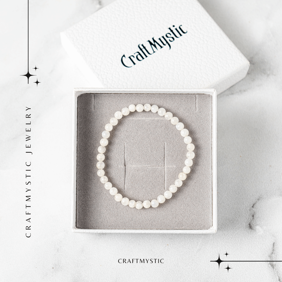 Bratara elastica cu margele 5mm naturale Piatra a Lunii Curcubeu – Echilibru si Intuitie [6]