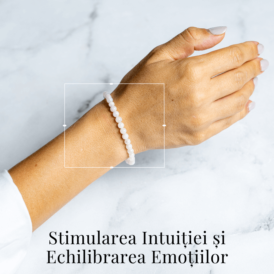 Bratara elastica cu margele 5mm naturale Piatra a Lunii Curcubeu – Echilibru si Intuitie [2]