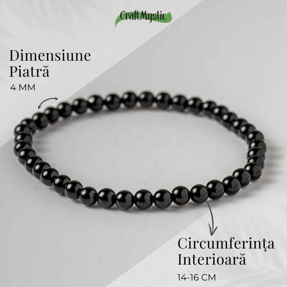Bratara Elastica cu Margele 4mm din Turmalina Neagra – Protectie Energetica si impamantare [5]