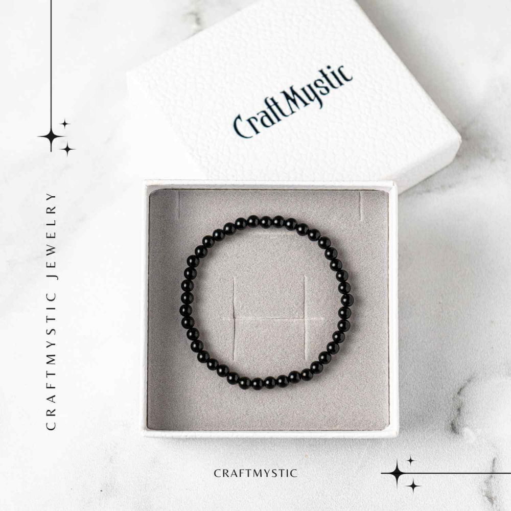Bratara Elastica cu Margele 4mm din Turmalina Neagra – Protectie Energetica si impamantare [7]