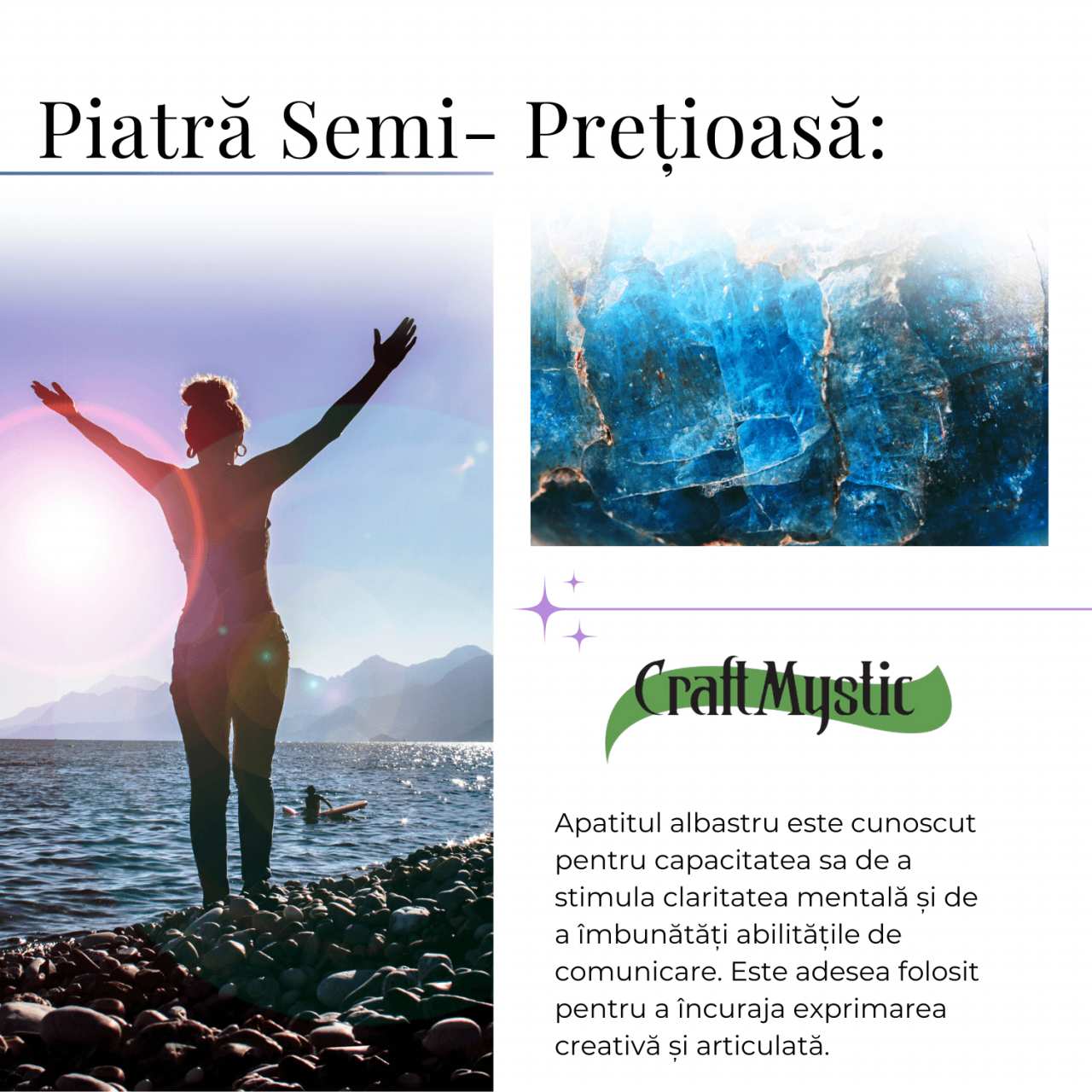 Bratara Elastica cu Margele Naturale de 6mm din Apatit Albastru [6]