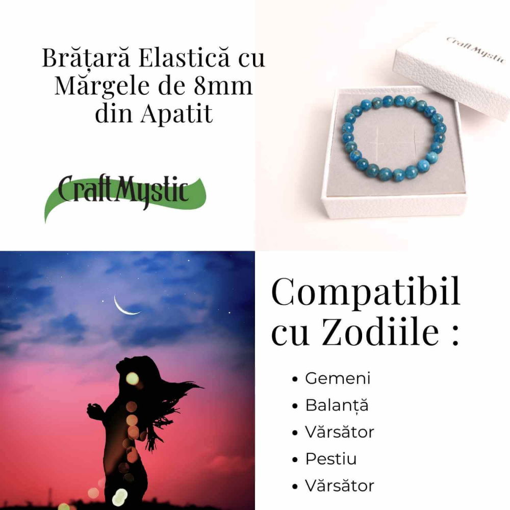 Bratara elastica 8mm din Apatit Albastru – Creativitate si claritate mentala [4]
