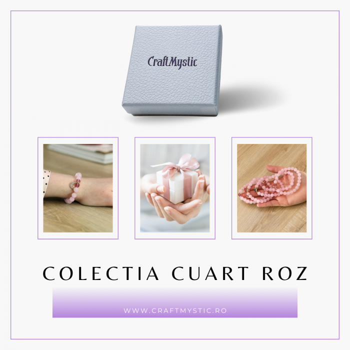 Bratara Elastica cu Margele din Cuart Roz de 8 mm si Pandantiv Sfera [7]