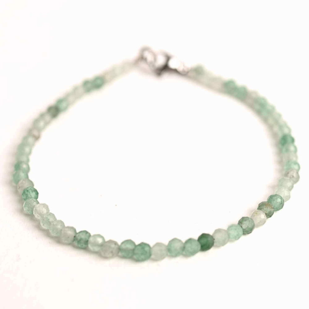 Bratara cu margele 2-3 mm aventurin verde fatetat natural pentru noroc si echilibru emotional [1]