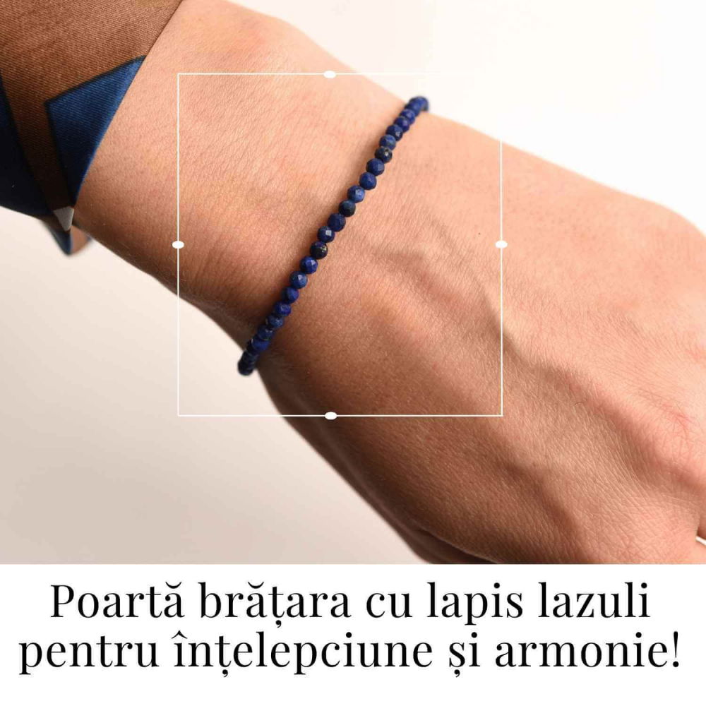 Bratara cu margele 2-3 mm Lapis Lazuli fatetat natural pentru intelepciune si armonie interioara [2]