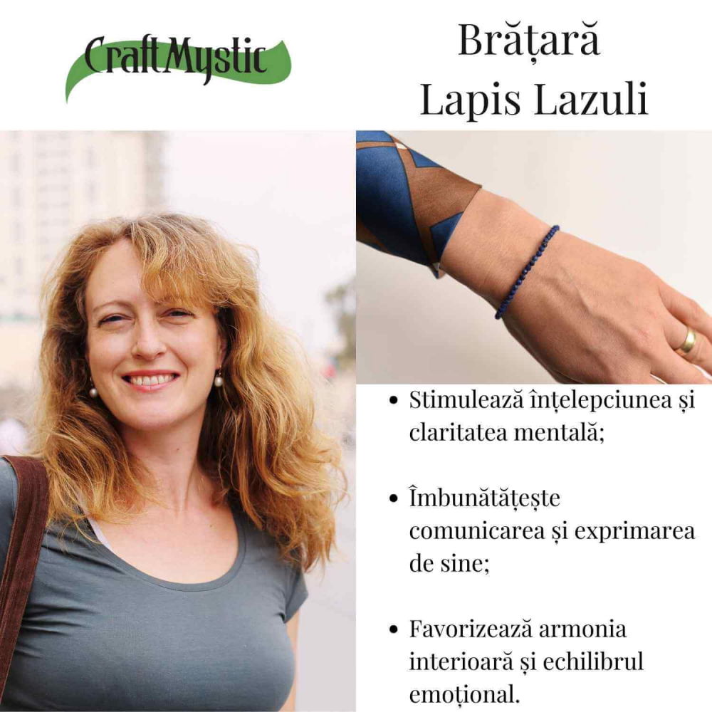 Bratara cu margele 2-3 mm Lapis Lazuli fatetat natural pentru intelepciune si armonie interioara [3]