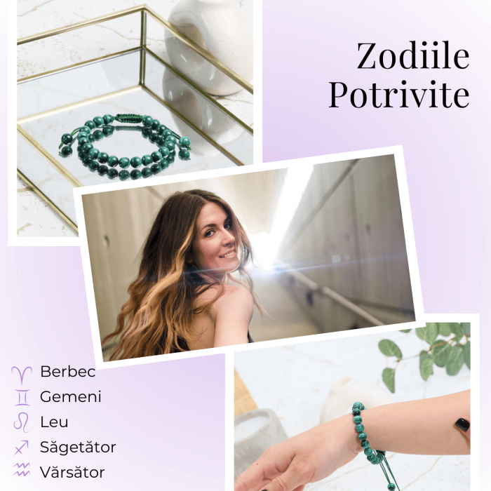 Bratara Reglabila cu Malachit Natural de 8mm - Energie de Vindecare si Protectie [4]