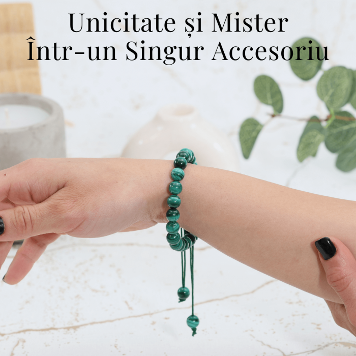 Bratara Reglabila cu Malachit Natural de 8mm - Energie de Vindecare si Protectie [3]