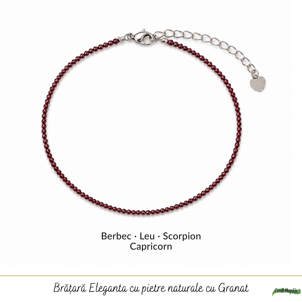 Bratara eleganta cu Granat Natural Fatetat 2 mm – Pasiune si Eleganta Delicata [5]