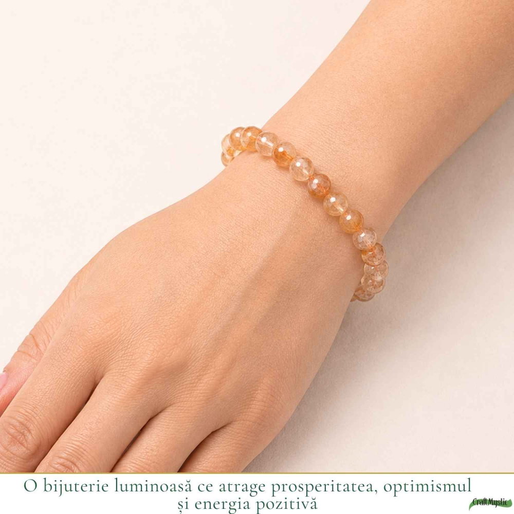 Bratara cu Citrin Fatetat Natural Rotund 6mm – Prosperitate si Energie Pozitiva [2]