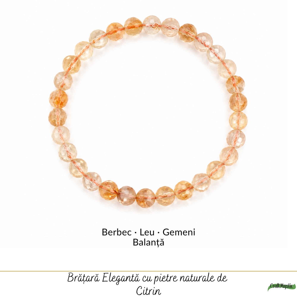 Bratara cu Citrin Fatetat Natural Rotund 6mm – Prosperitate si Energie Pozitiva [5]