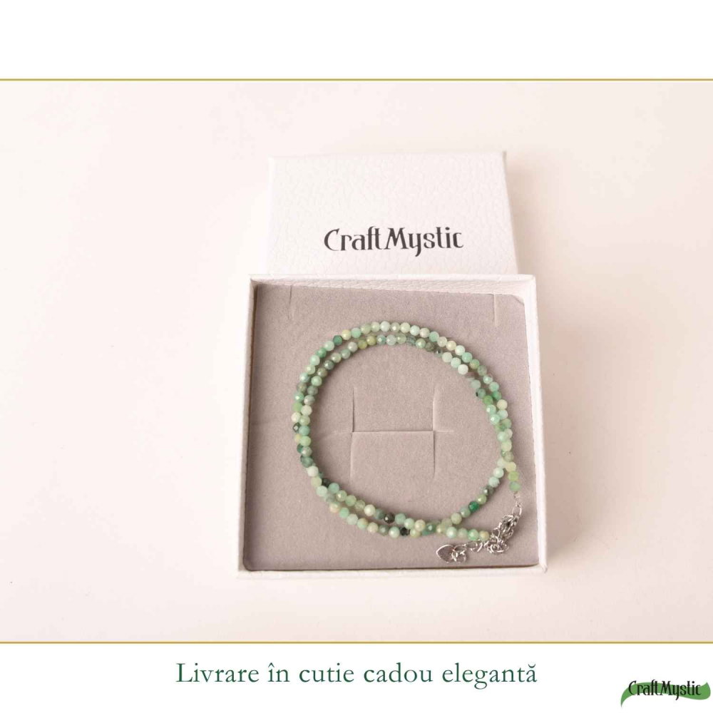 Colier Fin la Baza Gatului Tip Choker cu Smarald Fatetat 3 mm – Prosperitate si Eleganta Naturala [6]