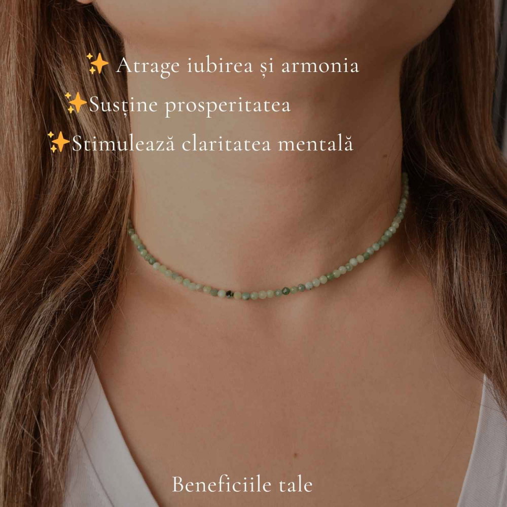 Colier Fin la Baza Gatului Tip Choker cu Smarald Fatetat 3 mm – Prosperitate si Eleganta Naturala [3]