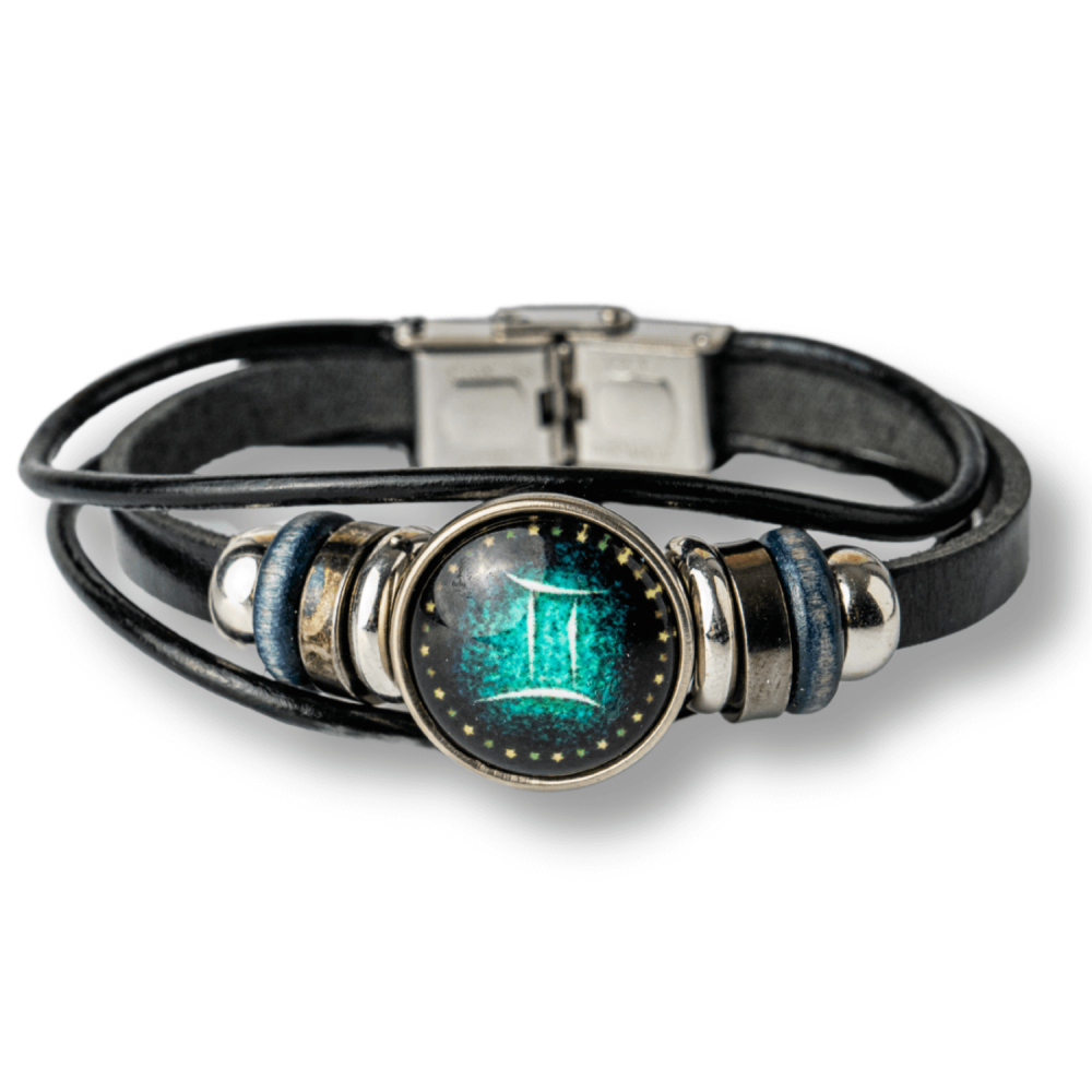 Bratara Zodiacala ajustabila din Piele Sintetica cu Cabochon Rotund – Simbol Astrologic Personalizat pentru Energie si Identitate Astrala [1]