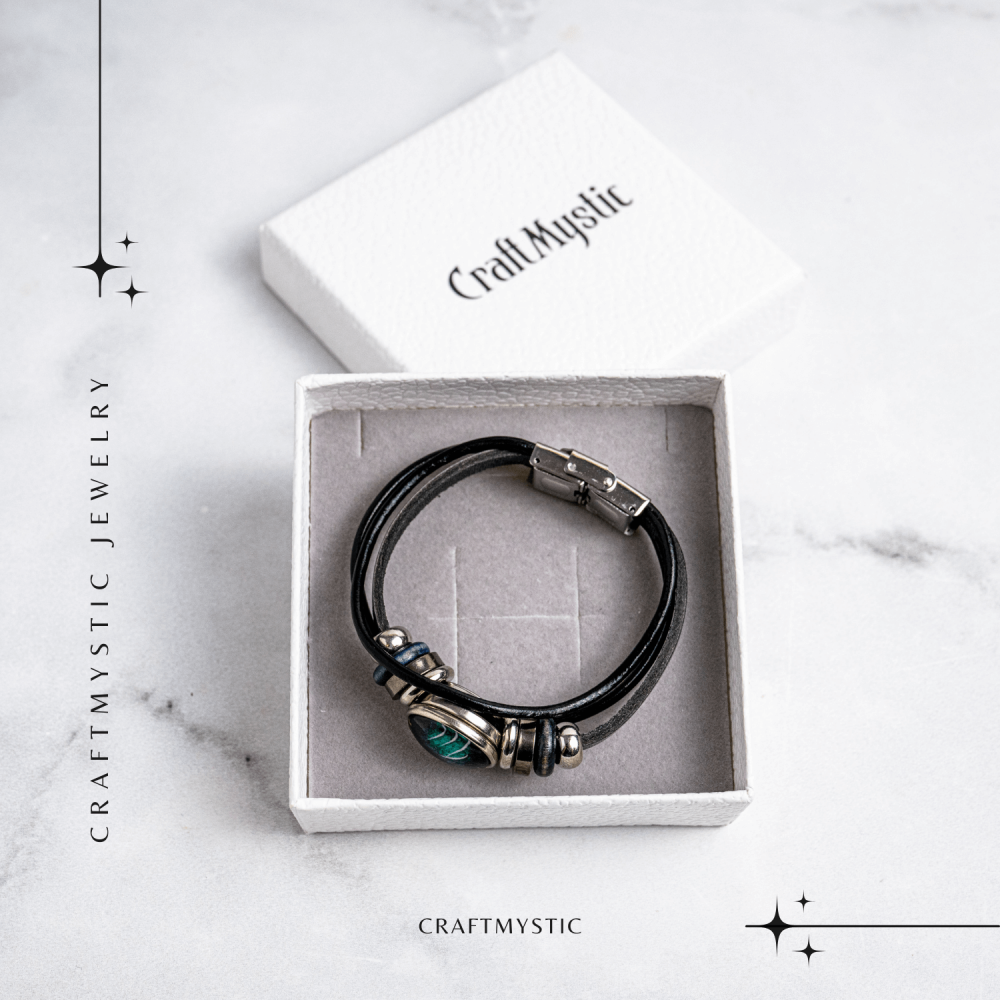 Bratara Zodiacala ajustabila din Piele Sintetica cu Cabochon Rotund – Simbol Astrologic Personalizat pentru Energie si Identitate Astrala [7]