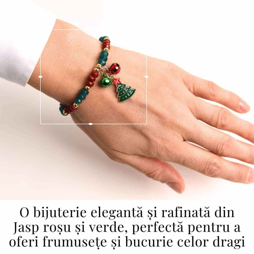 Bratara naturala Jasp rosu, verde fatetat - cadou unic festiv [2]