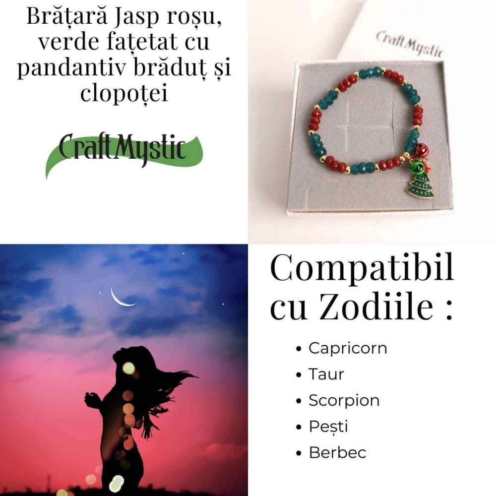 Bratara naturala Jasp rosu, verde fatetat - cadou unic festiv [3]