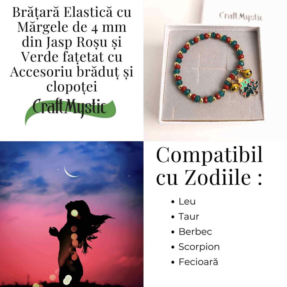 Bratara Jasp Rosu, Verde cu Bradut si Clopotei – Protectie si Echilibru [6]