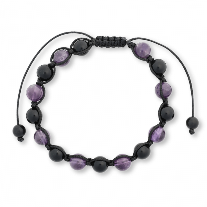 Bratara Reglabila cu Obsidian si Ametist 8mm - Protectie si Liniste Interioara [8]