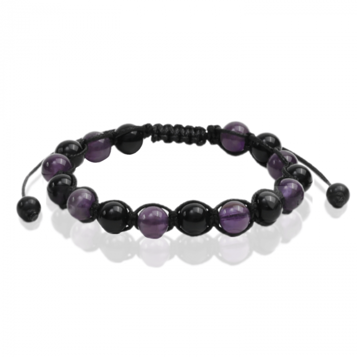 Bratara Reglabila cu Obsidian si Ametist 8mm - Protectie si Liniste Interioara [1]