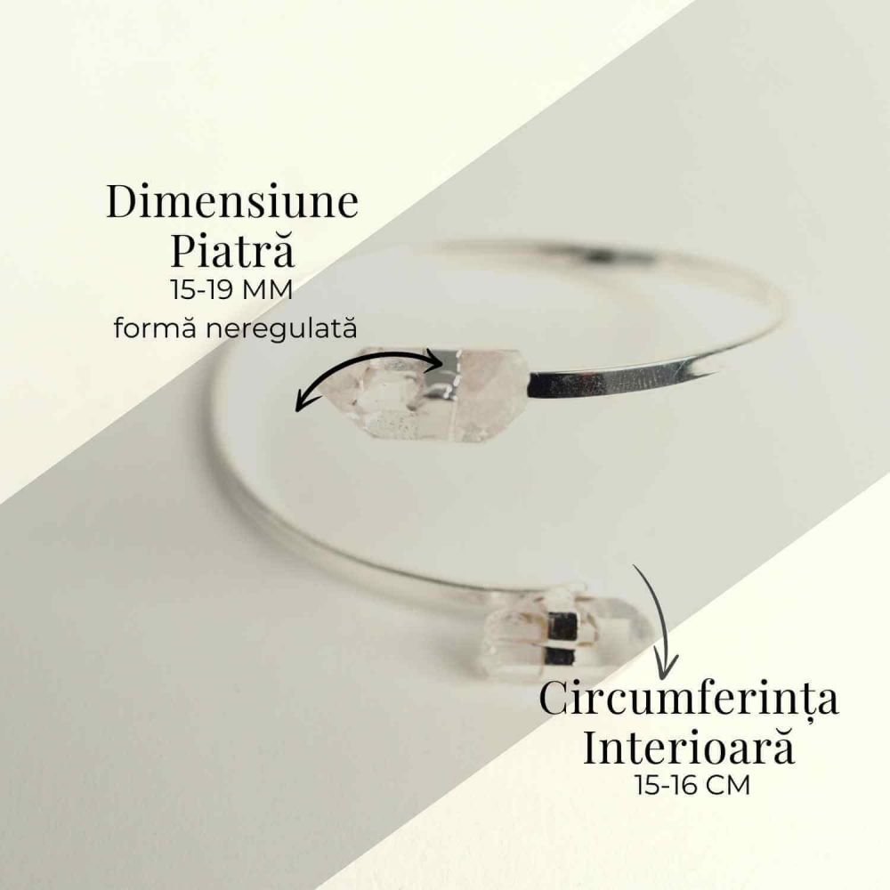 Bratara Metalica Argintie cu Dublu Cristal de Stanca, Claritate si Energie [4]