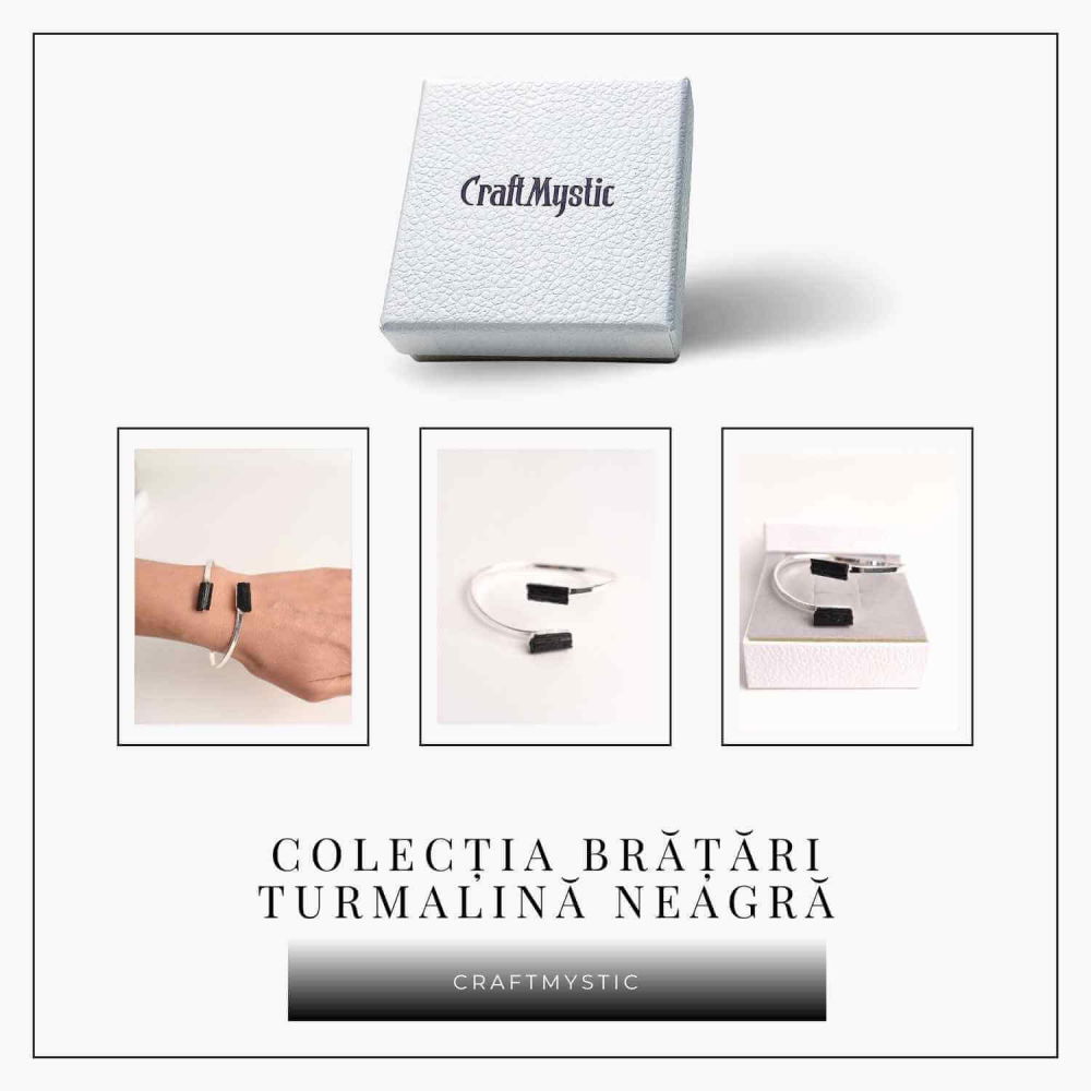 Bratara Metalica Argintie cu Dublu Turmalina, Protectie si Echilibru [8]