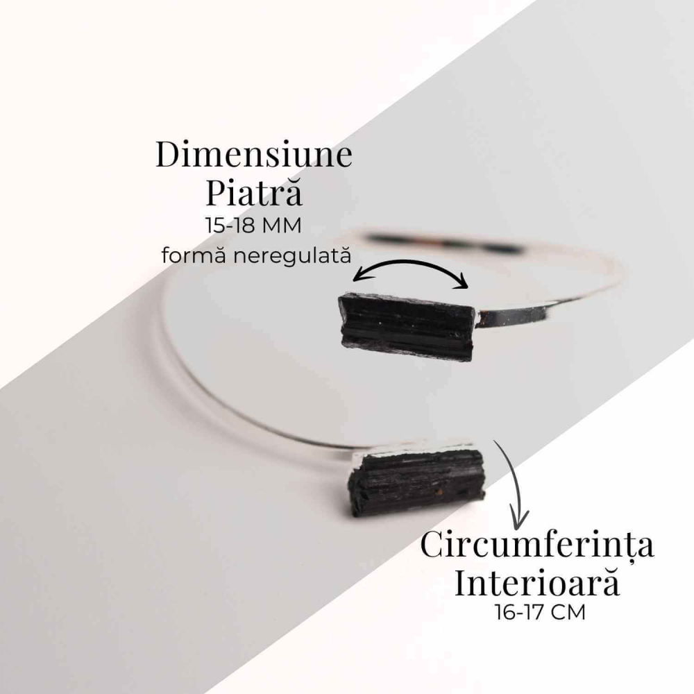 Bratara Metalica Argintie cu Dublu Turmalina, Protectie si Echilibru [6]