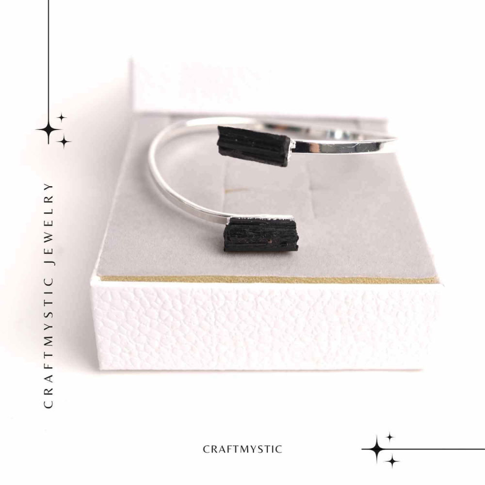 Bratara Metalica Argintie cu Dublu Turmalina, Protectie si Echilibru [7]