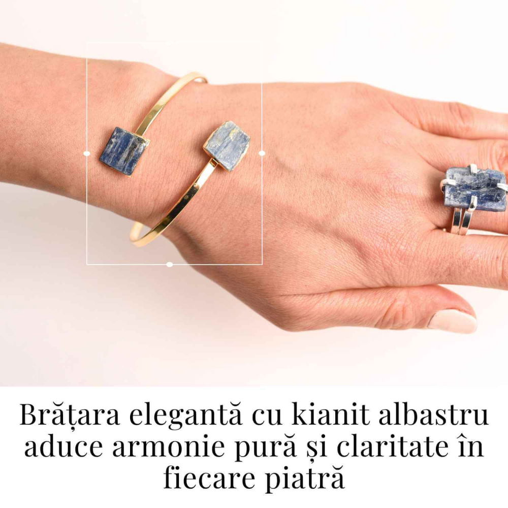 Bratara Metalica Aurie cu Dublu Kianit (cianit) Albastru, Claritate si Armonie [2]