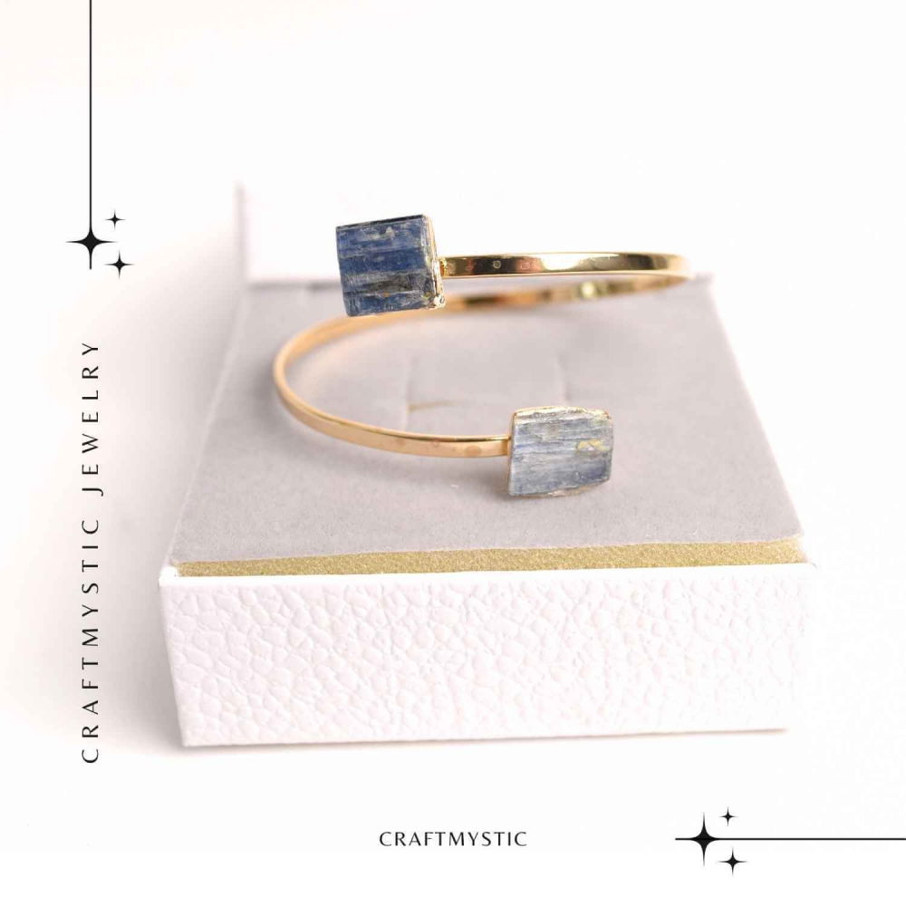 Bratara Metalica Aurie cu Dublu Kianit (cianit) Albastru, Claritate si Armonie [7]