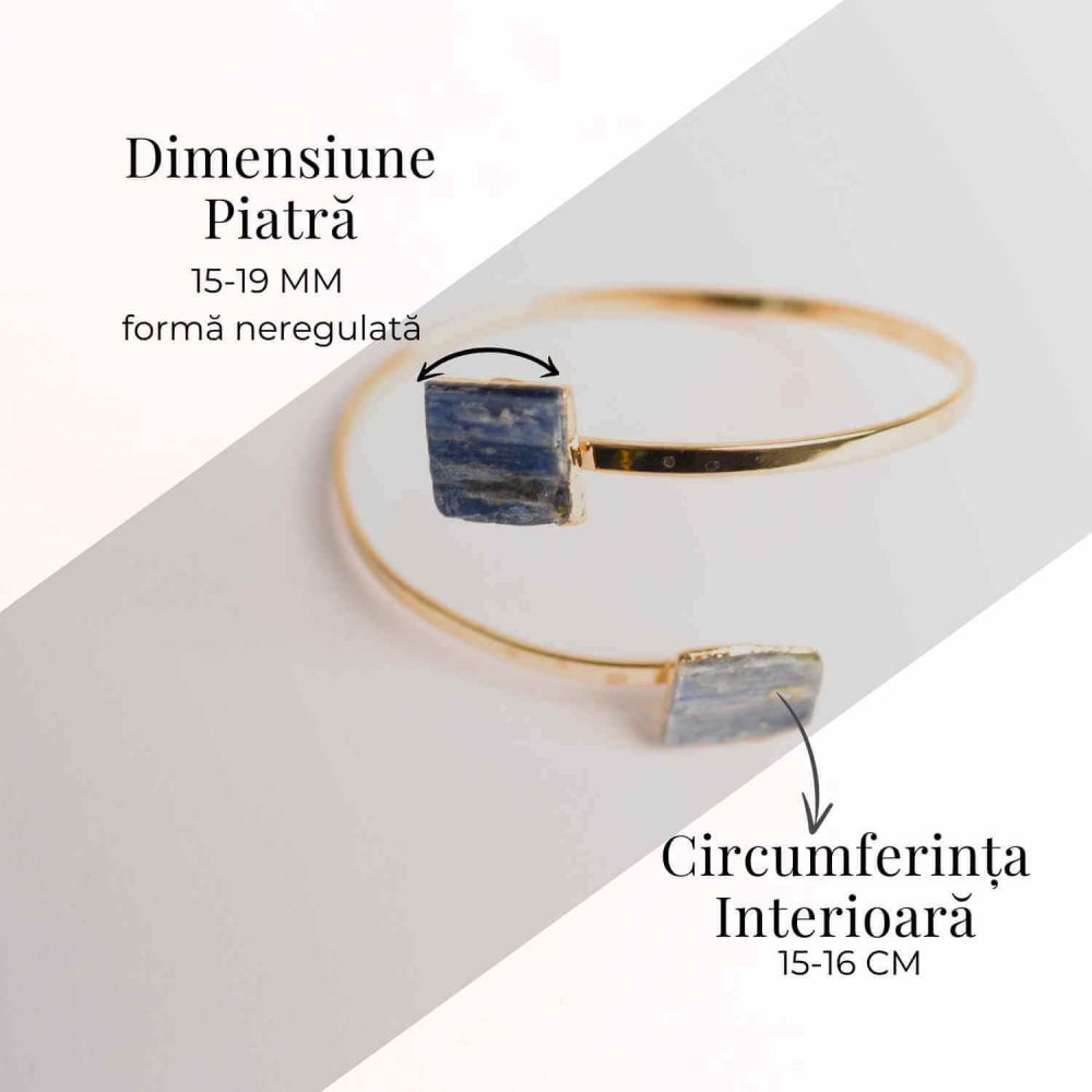 Bratara Metalica Aurie cu Dublu Kianit (cianit) Albastru, Claritate si Armonie [6]