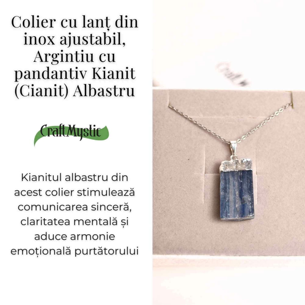 Colier argintiu cu pandantiv Kianit (Cianit) albastru – Echilibru si Conexiune Spirituala [3]
