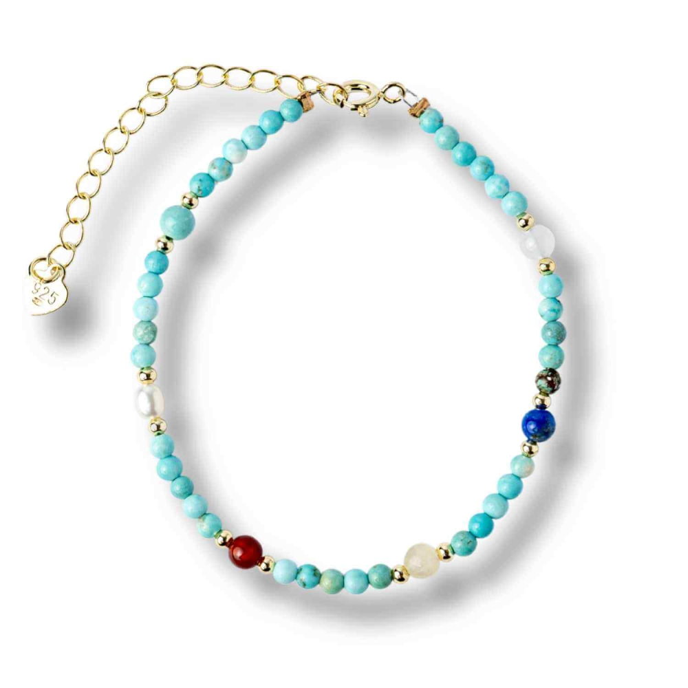Bratara Multigem – Turcoaz, Agat Rosu, Lapis Lazuli, Jad Alb, Topaz Galben si Perla Naturala – Energie Pozitiva si Armonie [1]