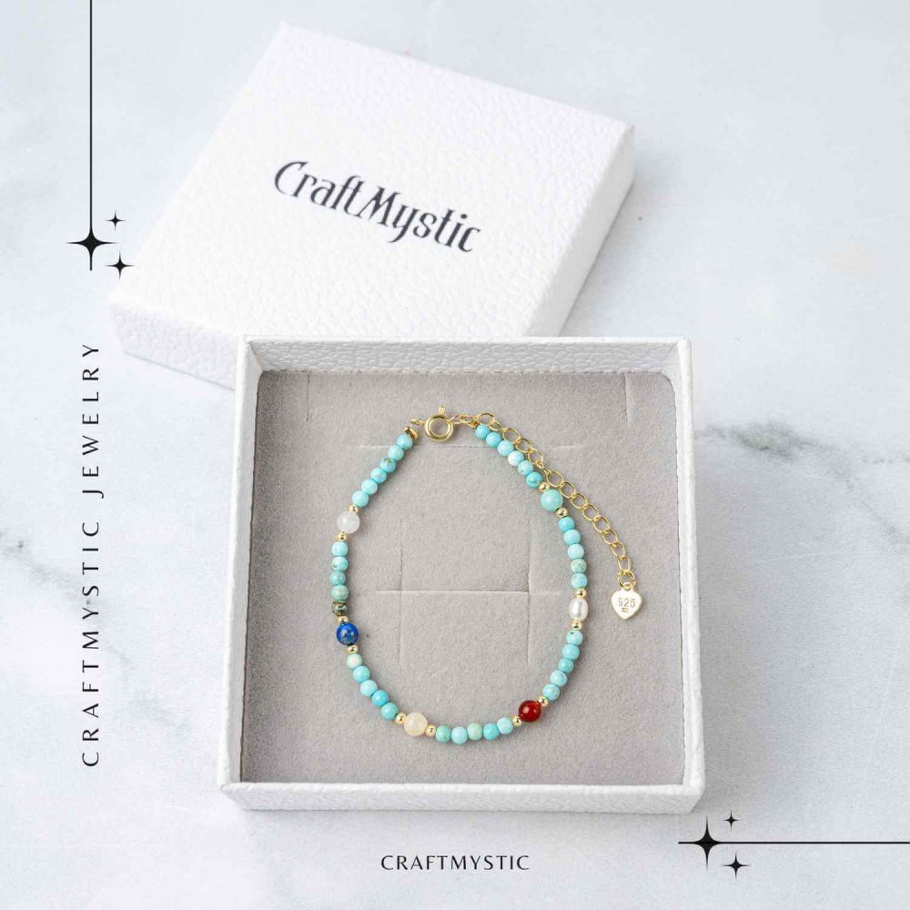 Bratara Multigem – Turcoaz, Agat Rosu, Lapis Lazuli, Jad Alb, Topaz Galben si Perla Naturala – Energie Pozitiva si Armonie [7]