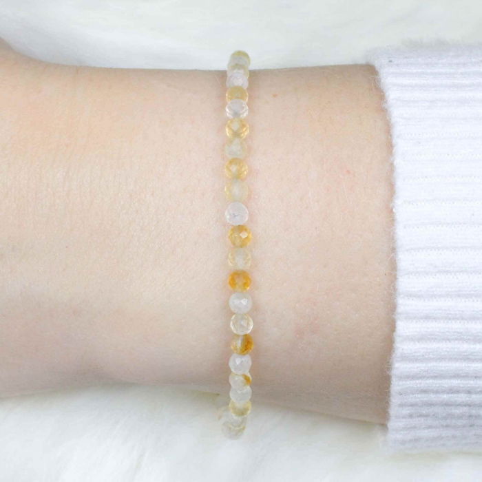Bratara Eleganta cu Margele 3mm Citrin Fateta cu Bila Stralucitoare Pentru Incredere in sine, Revigorare [3]