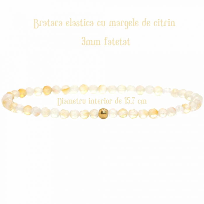 Bratara Eleganta cu Margele 3mm Citrin Fateta cu Bila Stralucitoare Pentru Incredere in sine, Revigorare [2]