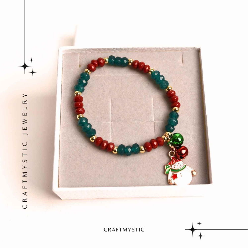 Bratara naturala Jasp rosu, verde fatetat - cadou unic festiv [6]