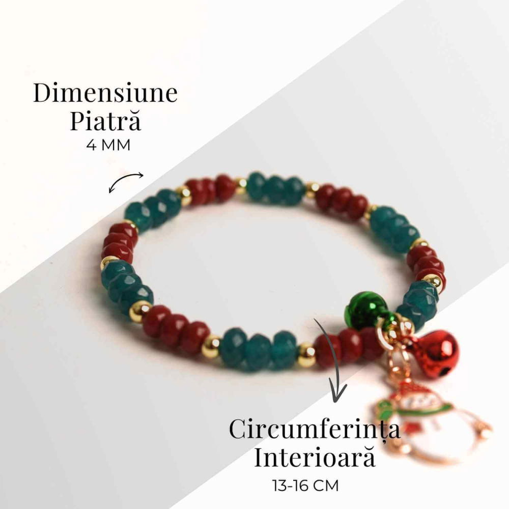Bratara naturala Jasp rosu, verde fatetat - cadou unic festiv [4]