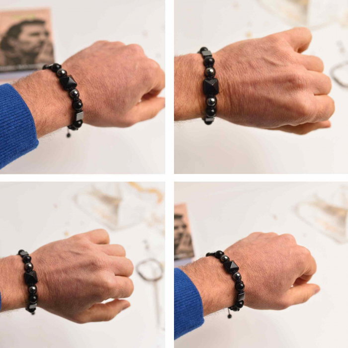 Bratara deosebita cu ametist natural 8mm - Elastica ajustabila cu pietre semipretioase violete [3]