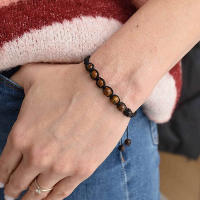 Bratara Reglabila cu Margele de Ochi de Tigru de 6mm - Bijuterii Handmade, Cadou Perfect pentru Femei si Fete [3]