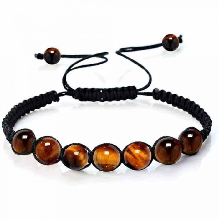 Bratara Reglabila cu Margele de Ochi de Tigru de 6mm - Bijuterii Handmade, Cadou Perfect pentru Femei si Fete [1]