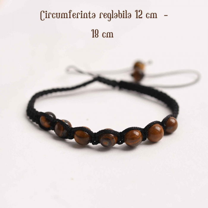 Bratara Reglabila cu Margele de Ochi de Tigru de 6mm - Bijuterii Handmade, Cadou Perfect pentru Femei si Fete [2]