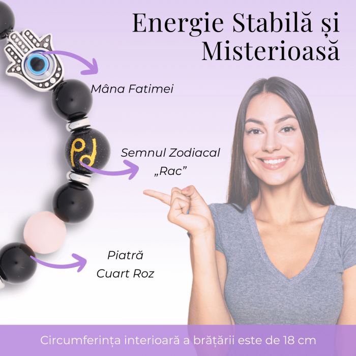  Bratara pentru Zodii cu Margele de Obsidian, Pandantiv Mana Fatimei si Ochiul "Rau" [28]